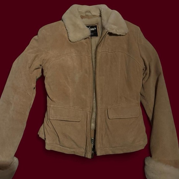 Maxima Jackets & Blazers - Wilson's Women's Tan Suede Shearling Jacket